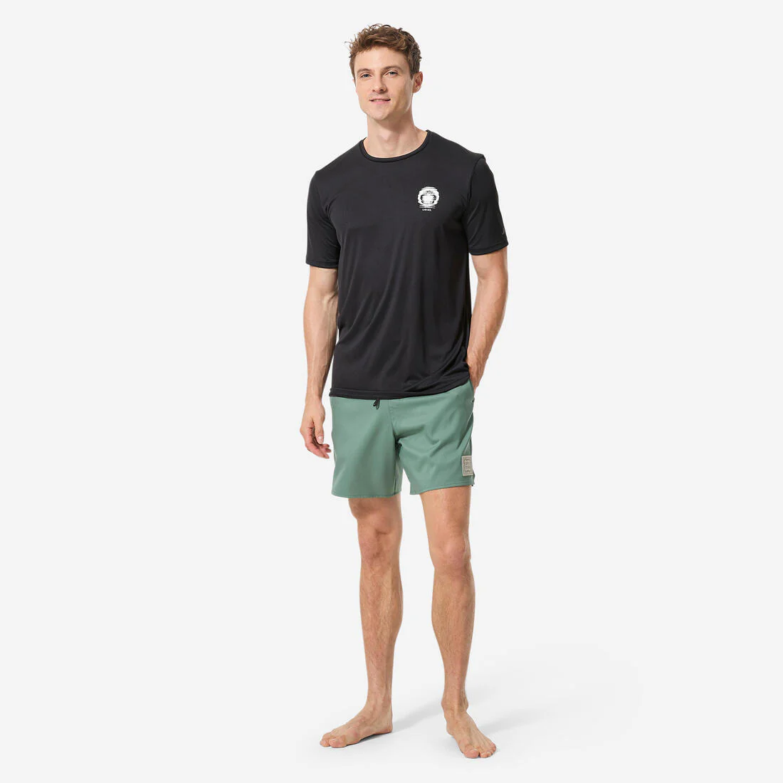 Playera de surf anti-UV de manga corta con estampado para hombre - Image 8