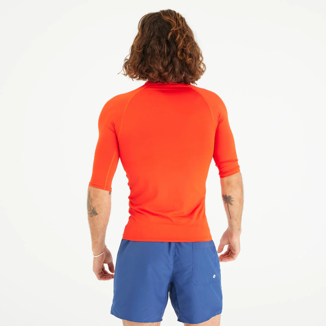 Playera de surf anti-UV de manga corta naranja fluorescente para hombre 100 - Image 11
