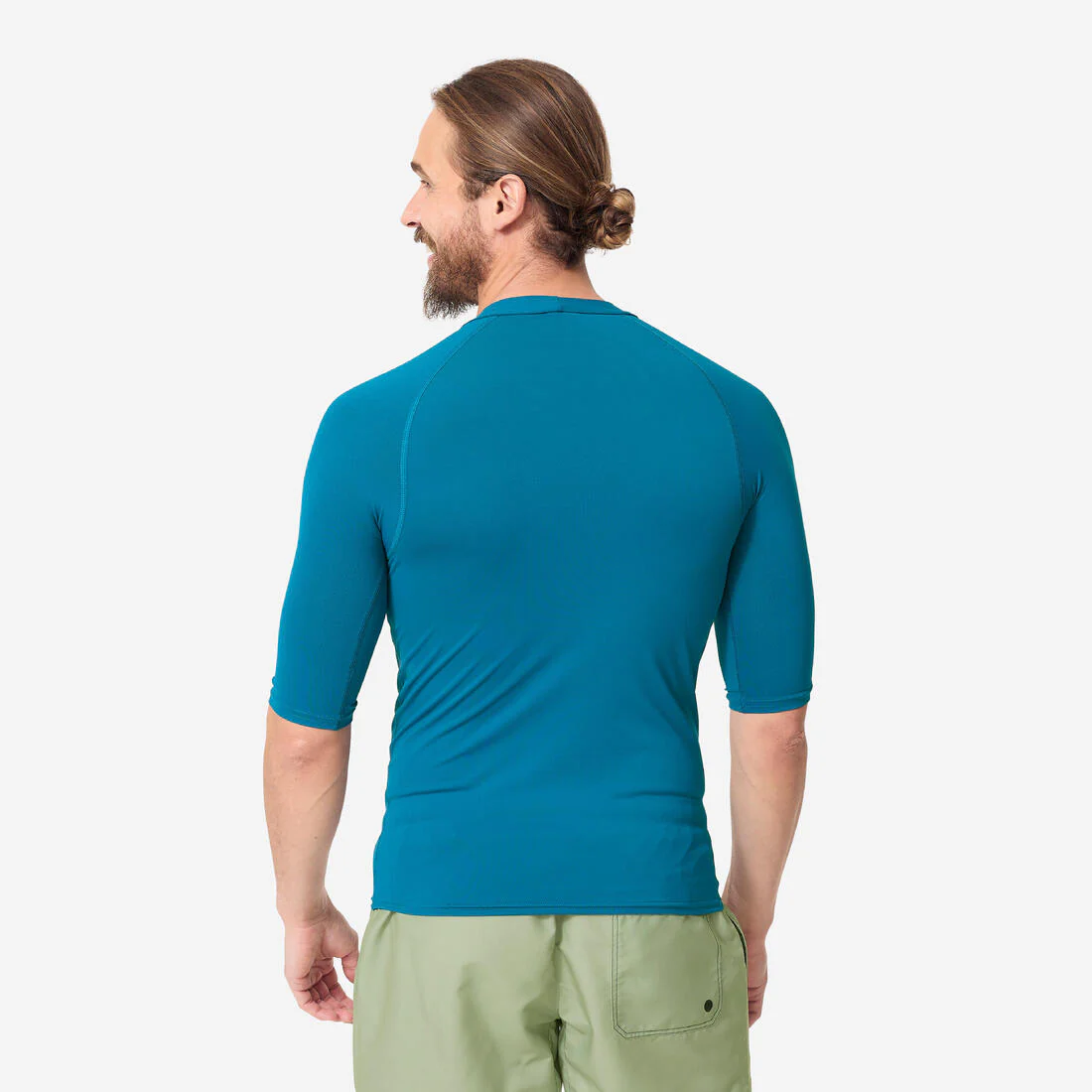 Playera de surf anti-UV de manga corta naranja fluorescente para hombre 100 - Image 12