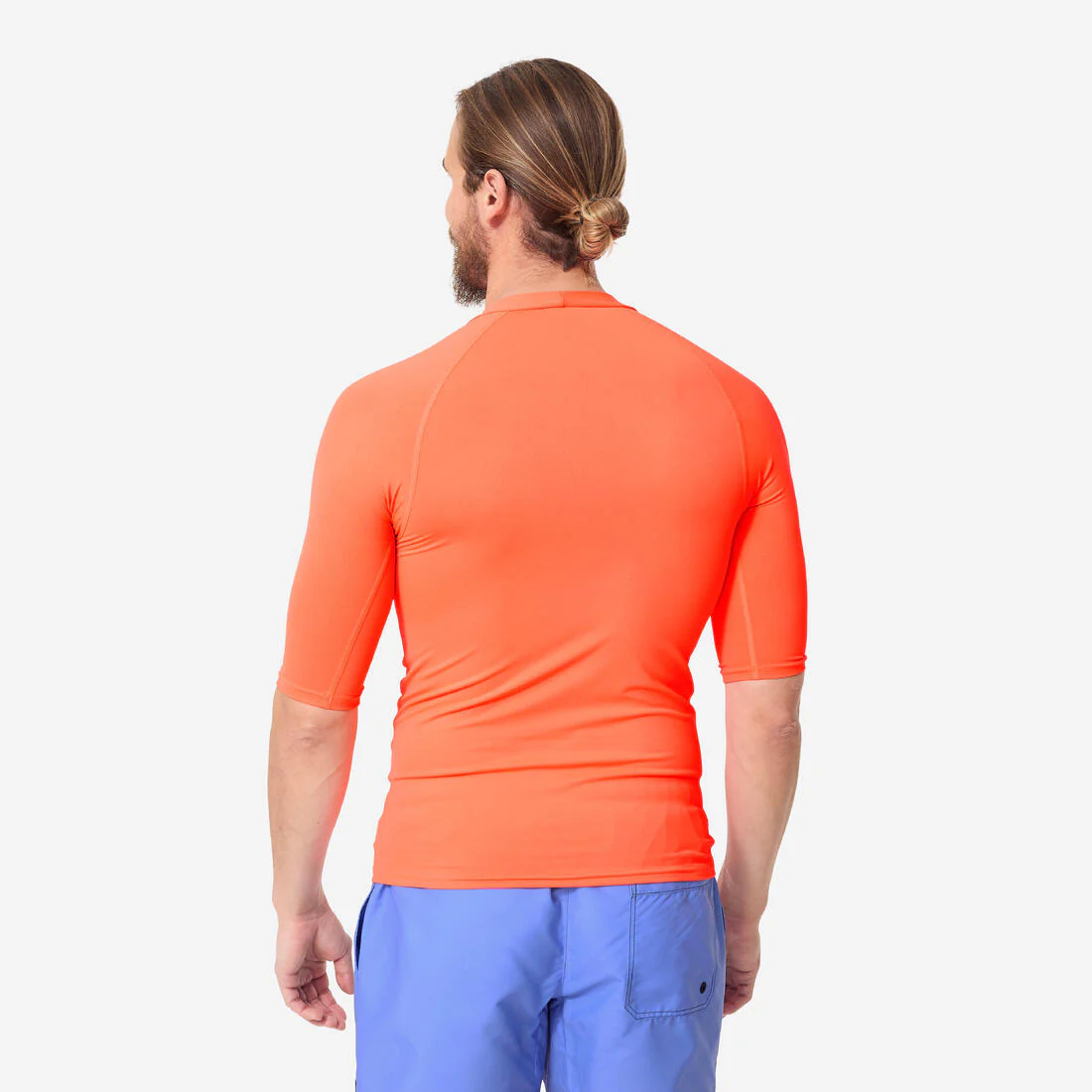 Playera de surf anti-UV de manga corta naranja fluorescente para hombre 100 - Image 16