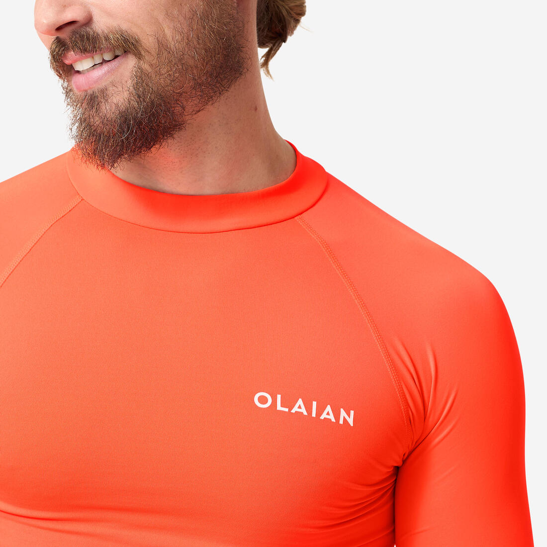 Playera de surf anti-UV de manga corta naranja fluorescente para hombre 100 - Image 20