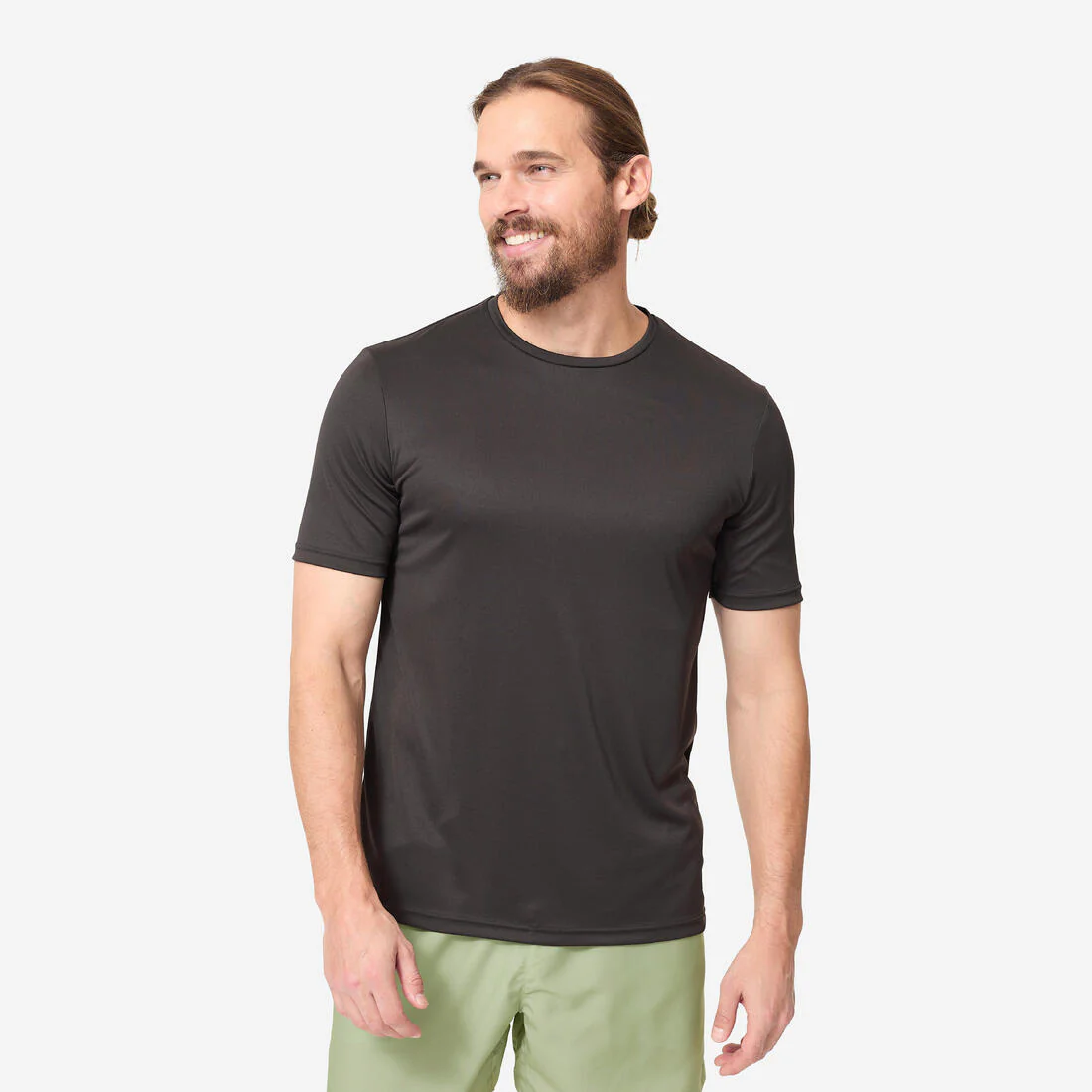 Playera de surf anti-UV de manga corta negra para hombre