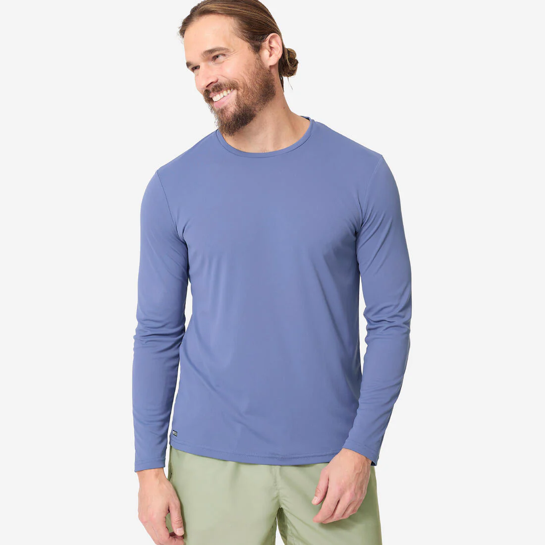 Playera de surf anti-UV de manga larga azul para hombre