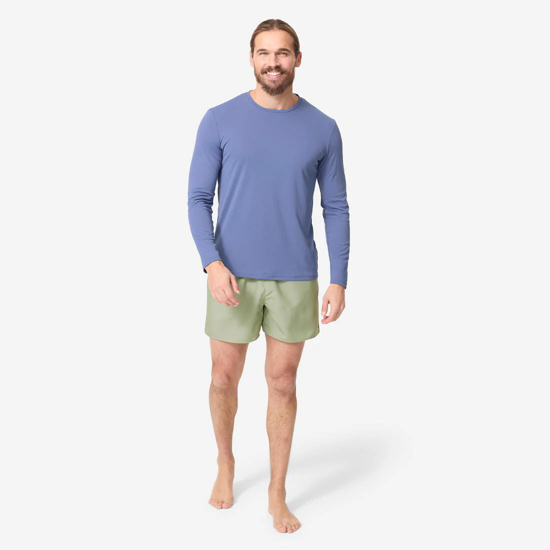 Playera de surf anti-UV de manga larga azul para hombre - Image 2