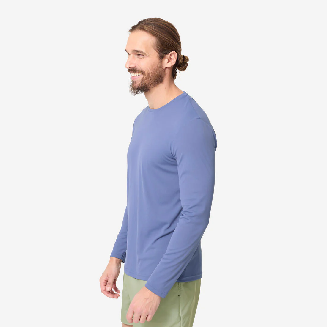 Playera de surf anti-UV de manga larga azul para hombre - Image 3