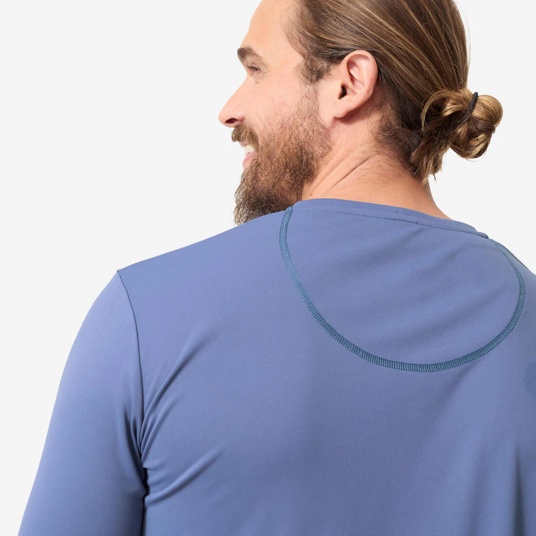 Playera de surf anti-UV de manga larga azul para hombre - Image 6