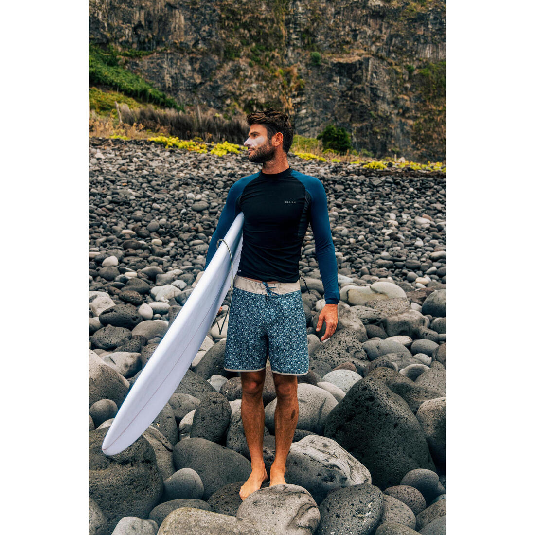 Playera de surf anti-UV de manga larga negra para hombre 500 - Image 9