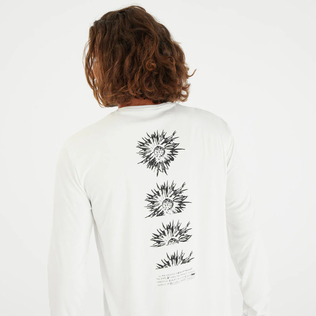 Playera de surf con UPF 50+ de manga corta blanca para hombre Flower - Image 12