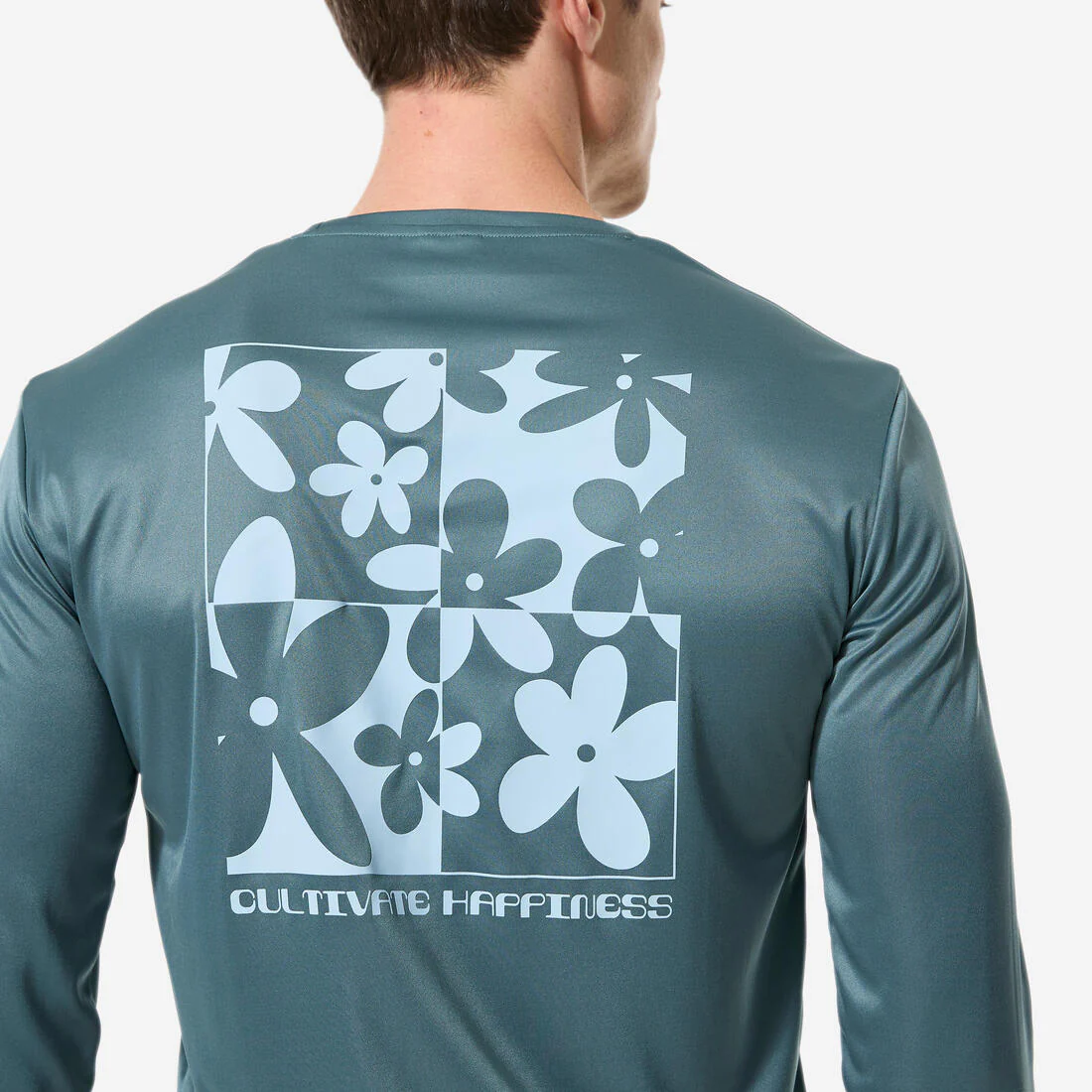 Playera de surf con UPF 50+ de manga corta blanca para hombre Flower - Image 13
