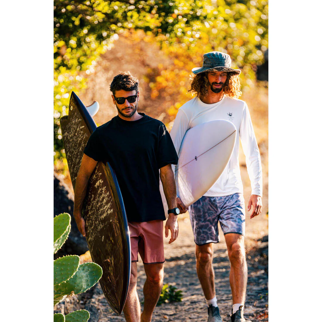 Playera de surf con UPF 50+ de manga corta blanca para hombre Flower - Image 19
