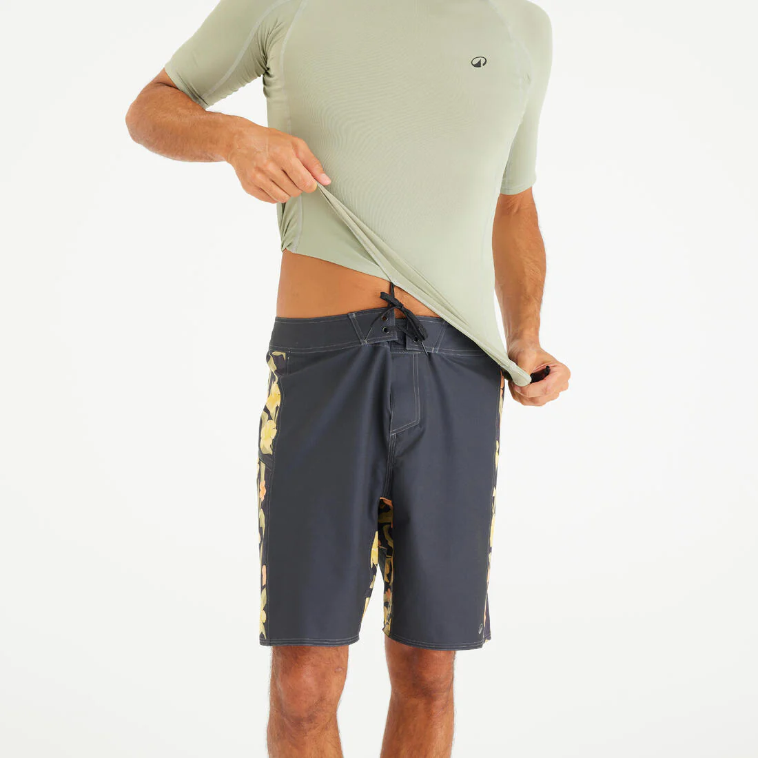 Playera de surf con UPF 50+ de manga corta caqui para hombre 500 - Image 4