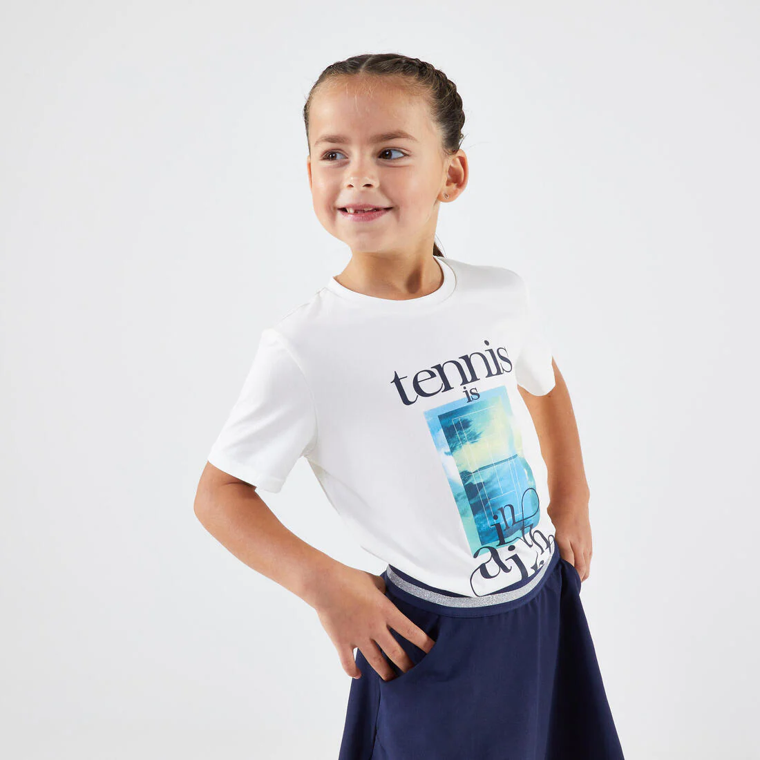 Playera de tenis blanca para niños TTS Essentiel Tennis is in the Air - Image 3
