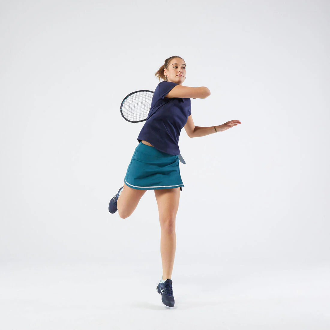 Playera de tenis de cuello redondo blanca para mujer Dry Essentiel 100 - Image 5
