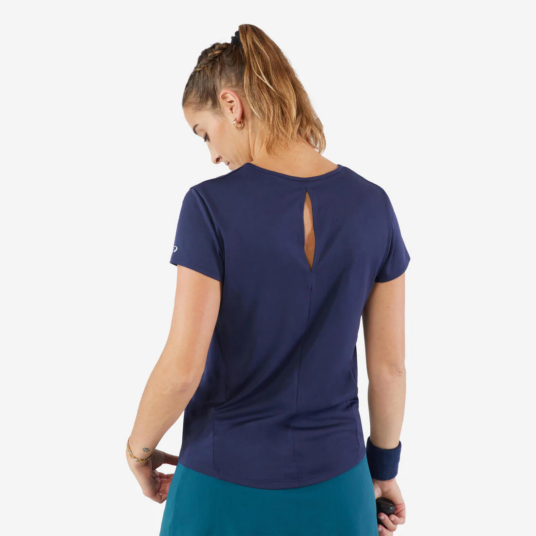 Playera de tenis de cuello redondo blanca para mujer Dry Essentiel 100 - Image 8