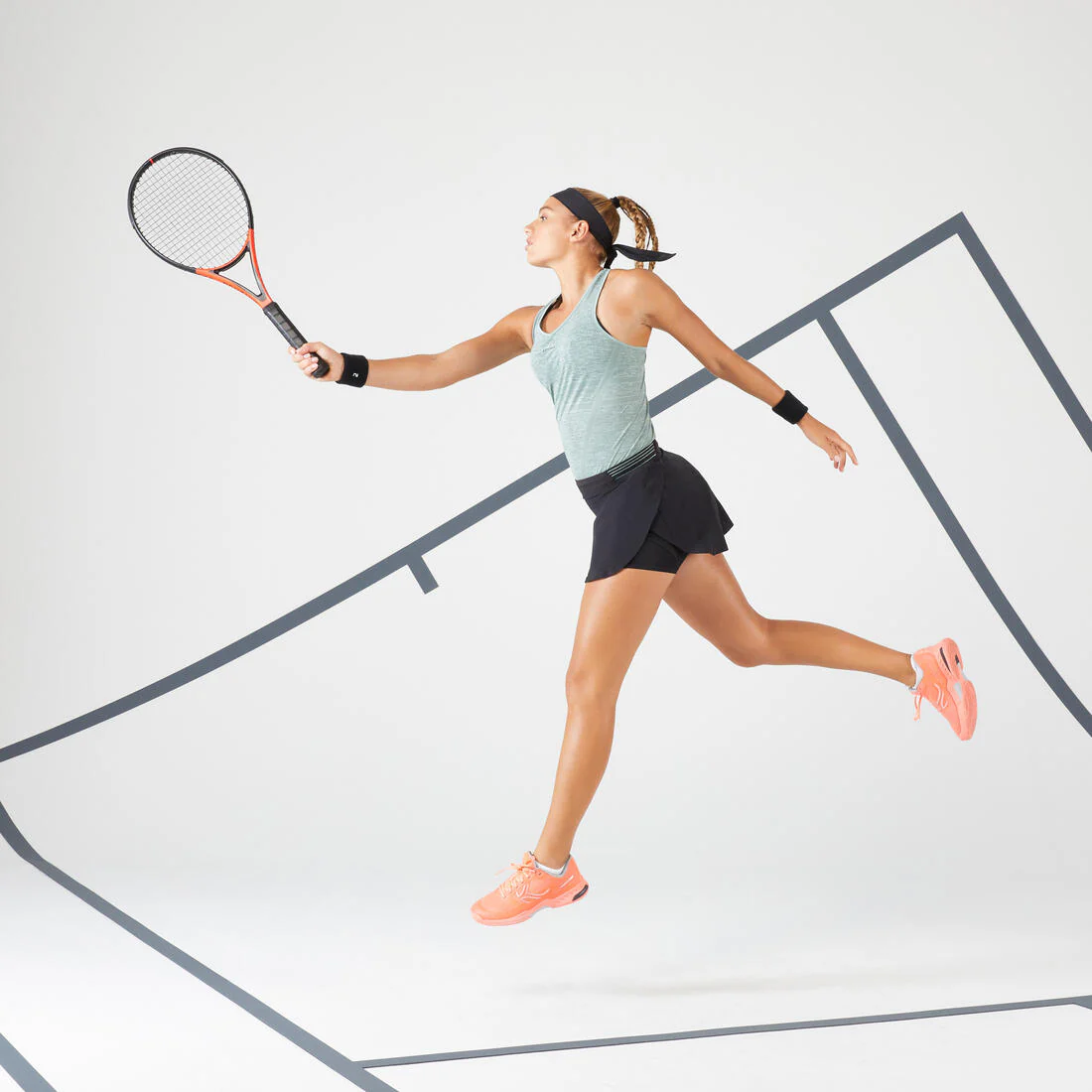 Playera de tenis ligera sin mangas caqui claro para mujer TTK Light - Image 7