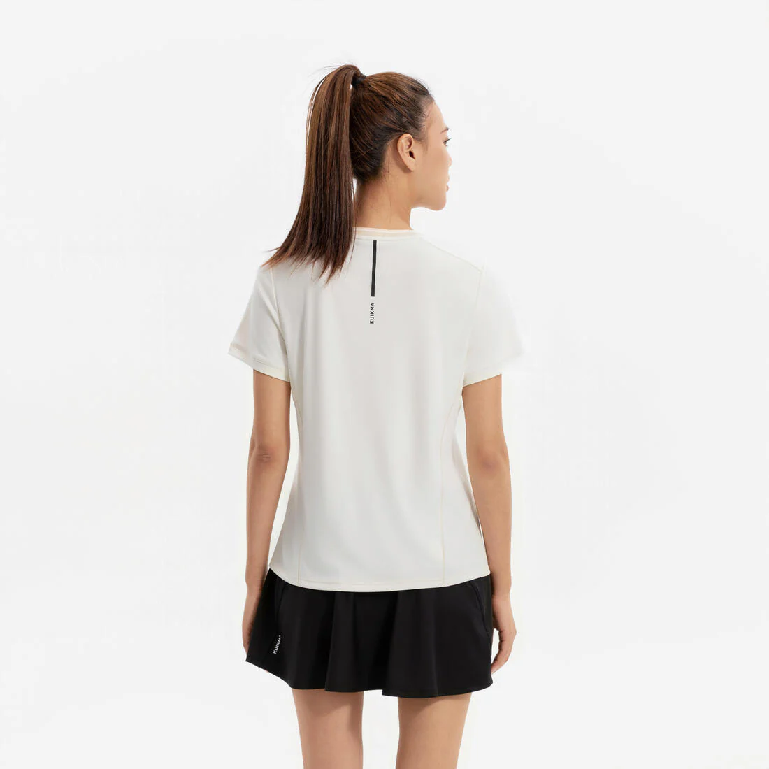 Playera de tenis transpirable con cuello redondo blanca para mujer Dry - Image 3