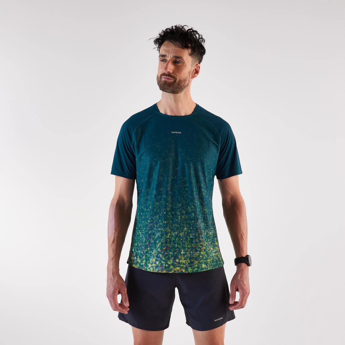 Playera de trail running azul para hombre Kiprun Run 500 Resist