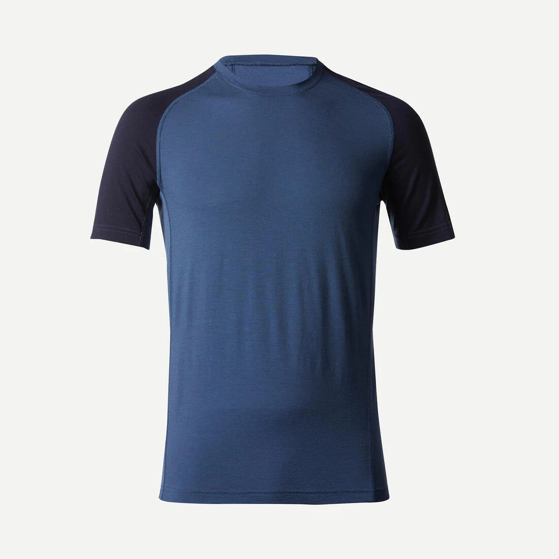 Playera de trekking de manga corta y lana merina azul para hombre MT500 - Image 5