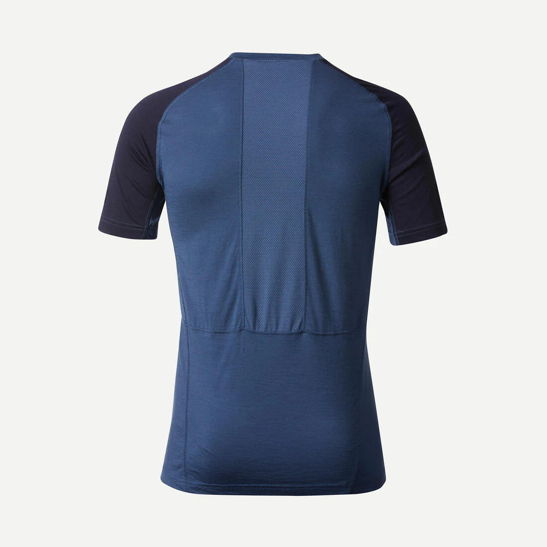 Playera de trekking de manga corta y lana merina azul para hombre MT500 - Image 6