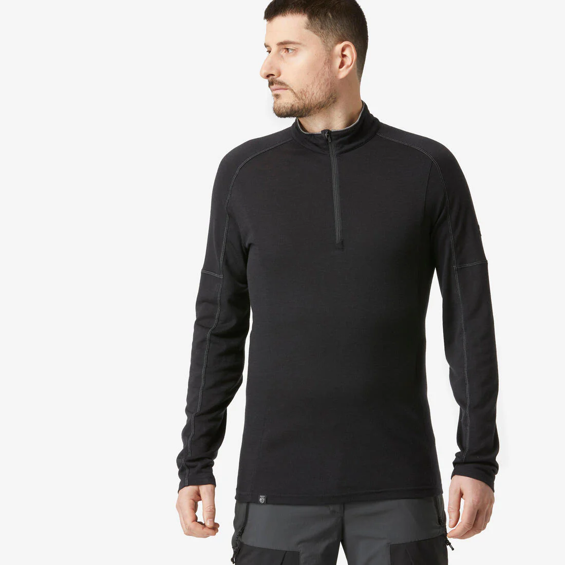 Playera de trekking en montaña de manga larga y lana merino para hombre MT500