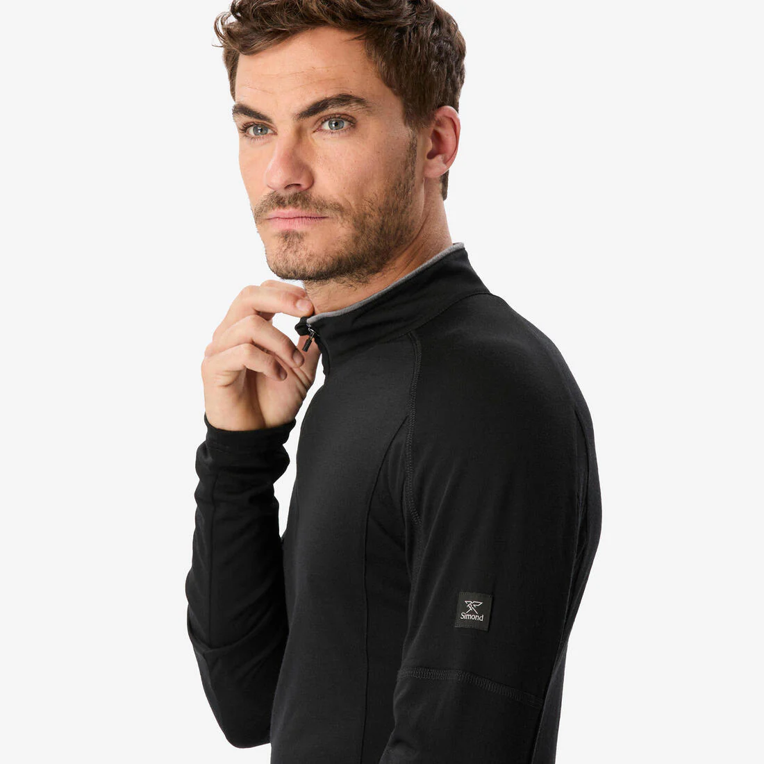 Playera de trekking en montaña de manga larga y lana merino para hombre MT500 - Image 10