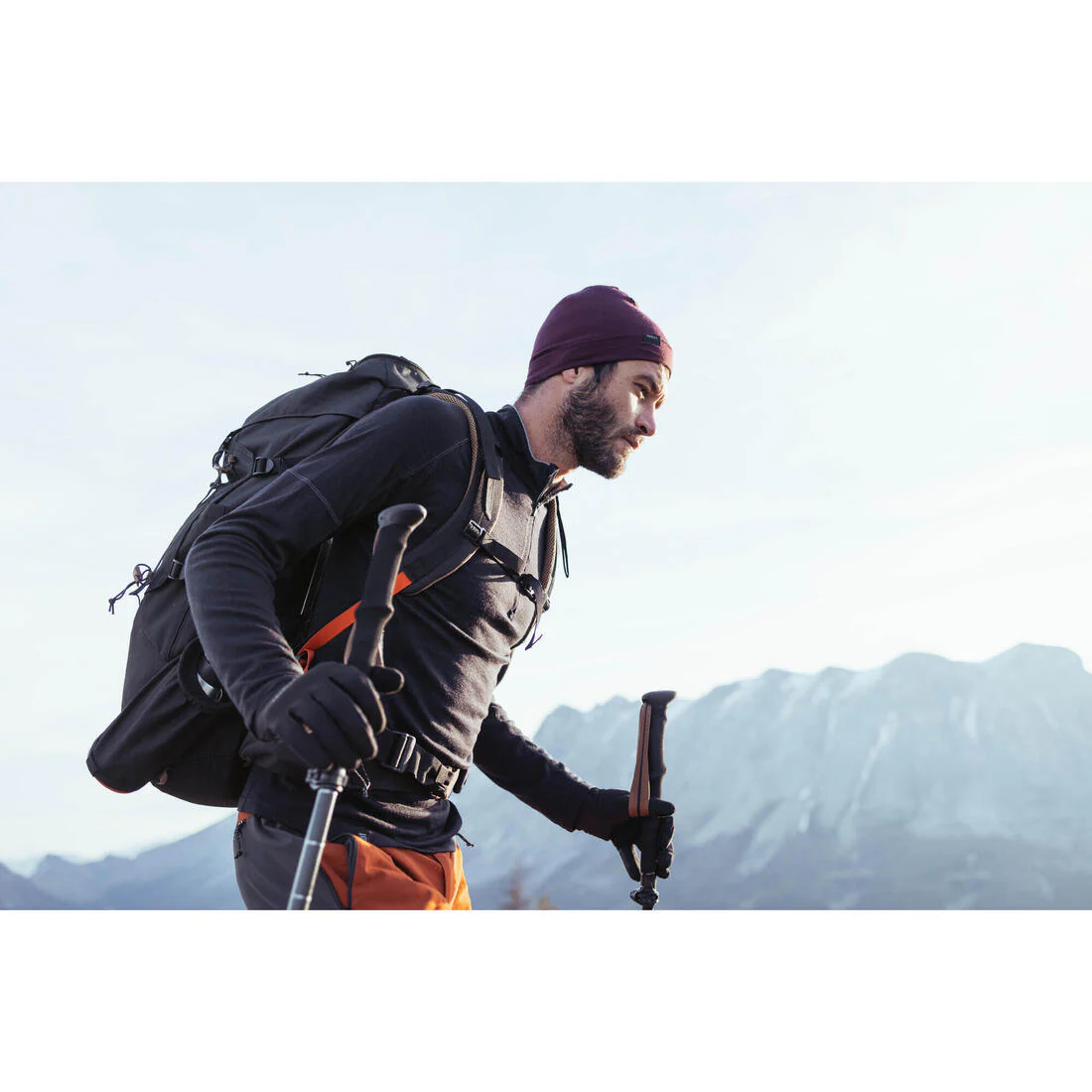 Playera de trekking en montaña de manga larga y lana merino para hombre MT500 - Image 14
