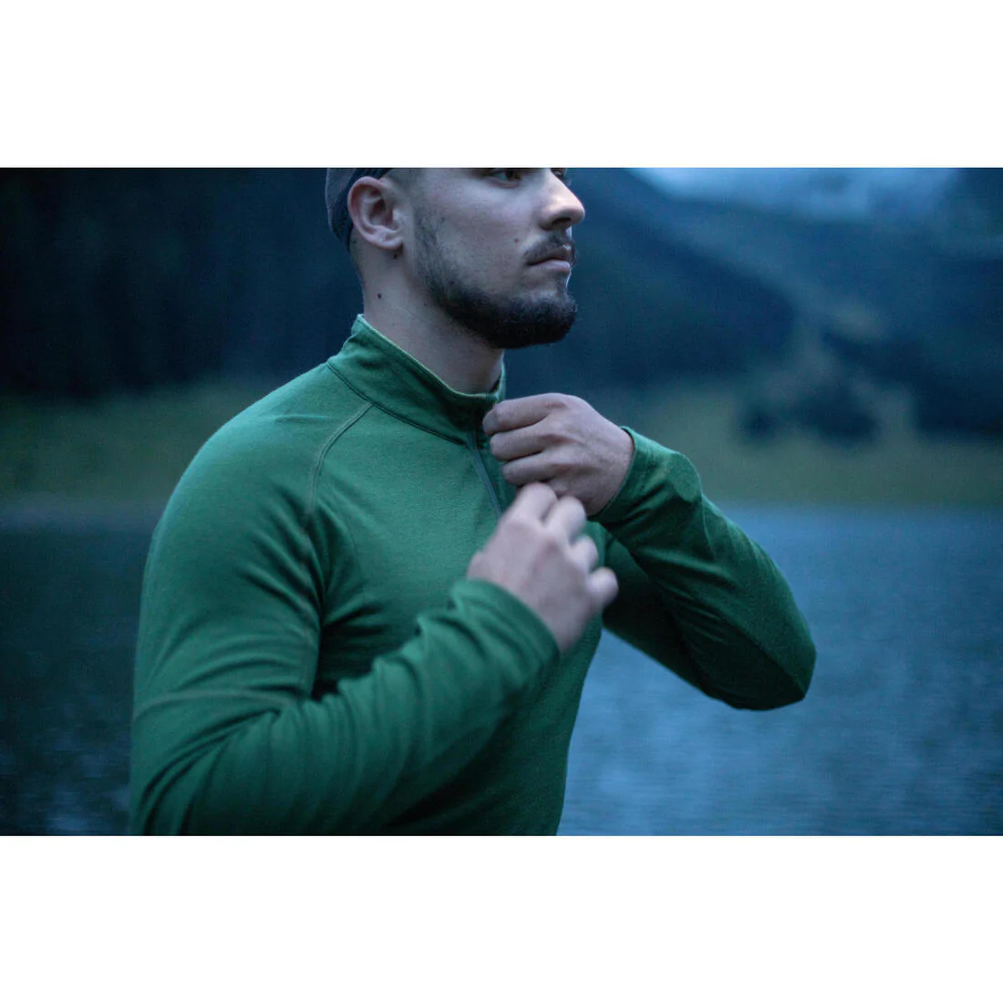 Playera de trekking en montaña de manga larga y lana merino para hombre MT500 - Image 17