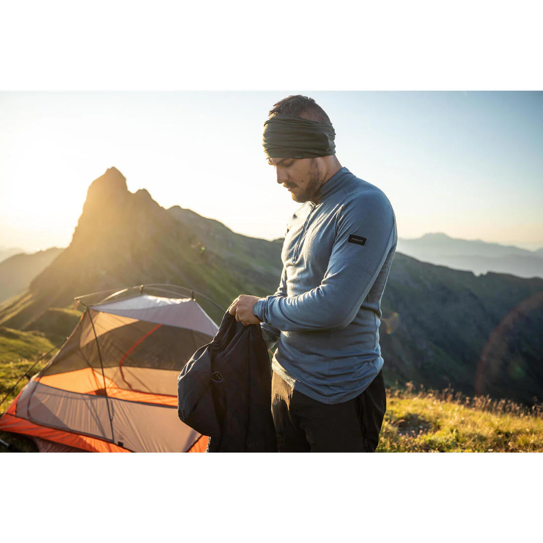 Playera de trekking en montaña de manga larga y lana merino para hombre MT500 - Image 19