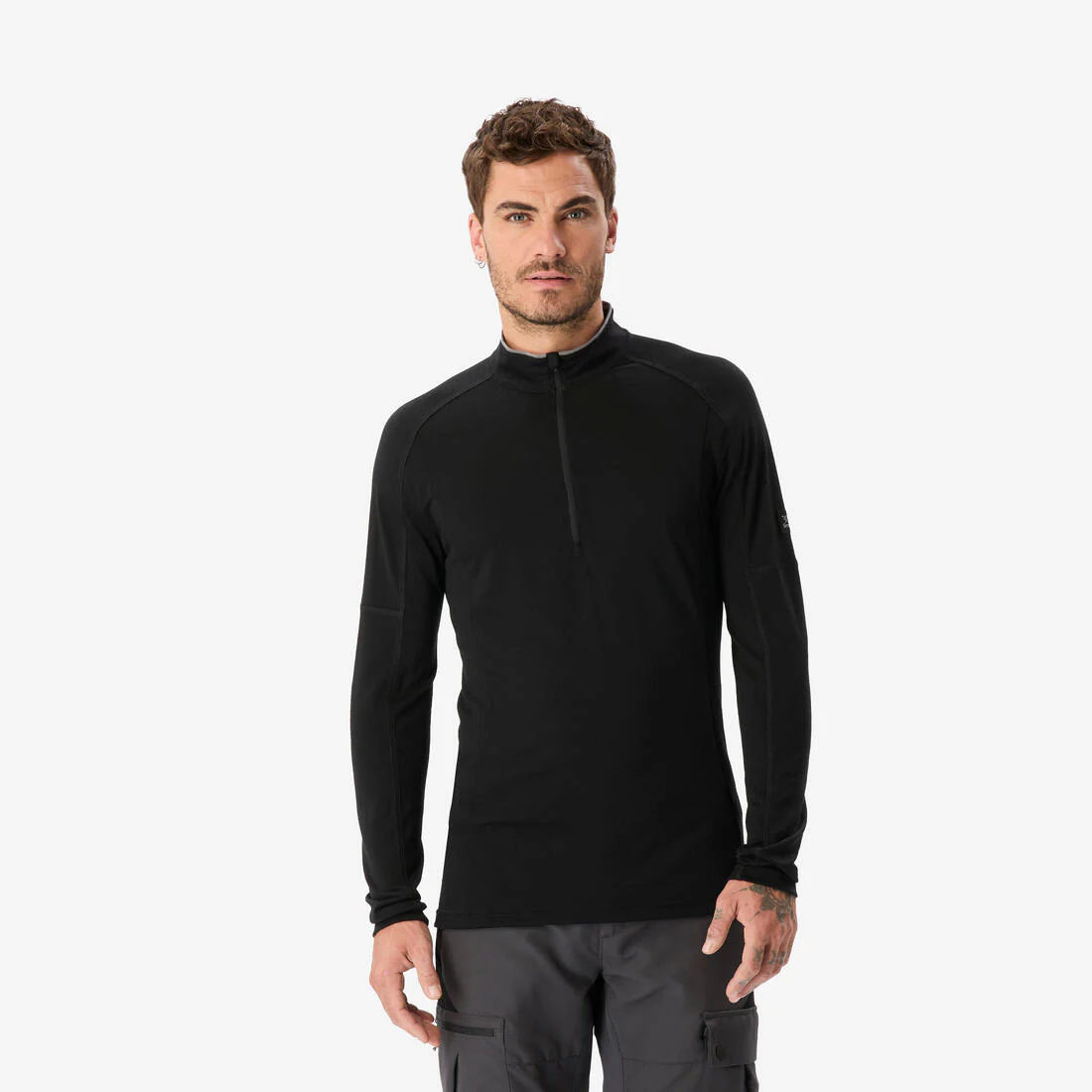 Playera de trekking en montaña de manga larga y lana merino para hombre MT500 - Image 2