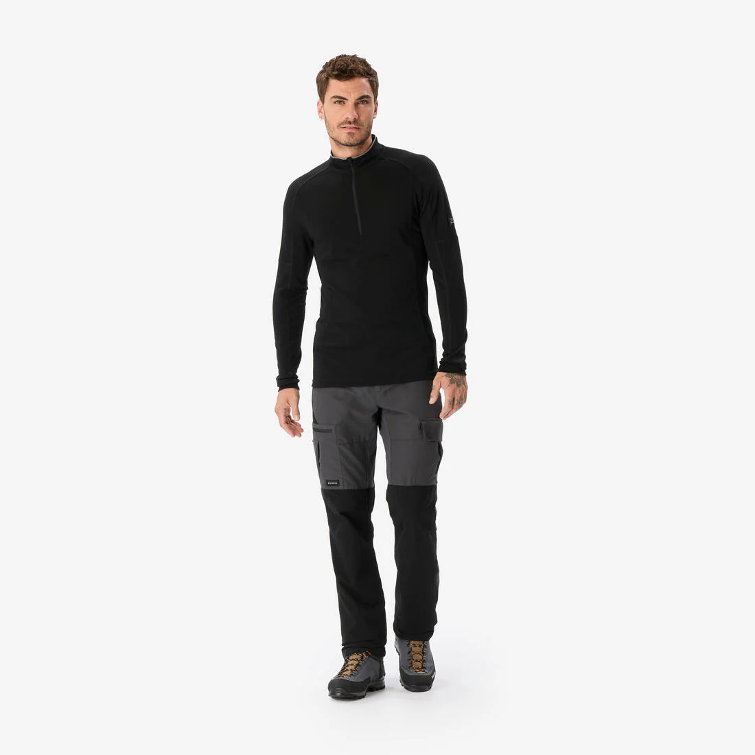 Playera de trekking en montaña de manga larga y lana merino para hombre MT500 - Image 3