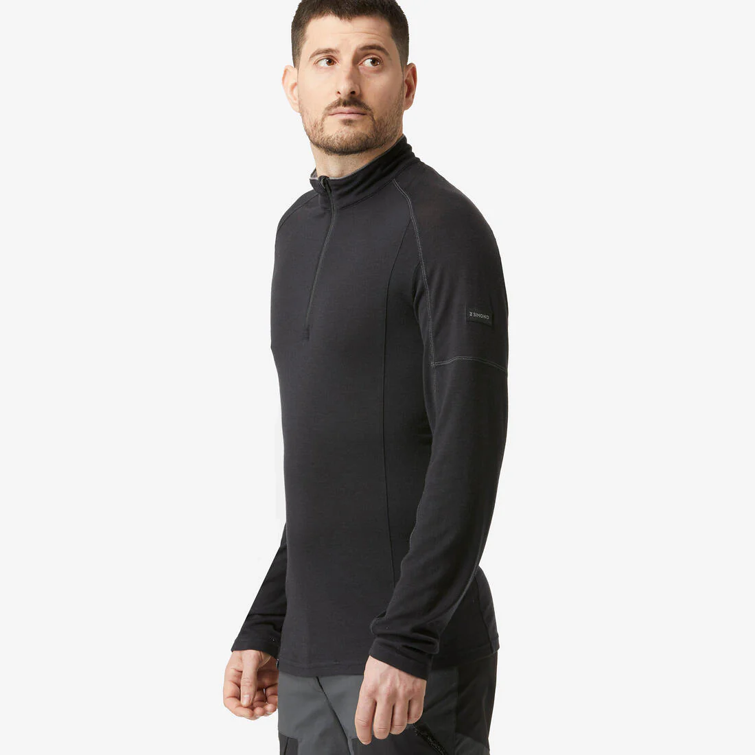 Playera de trekking en montaña de manga larga y lana merino para hombre MT500 - Image 6
