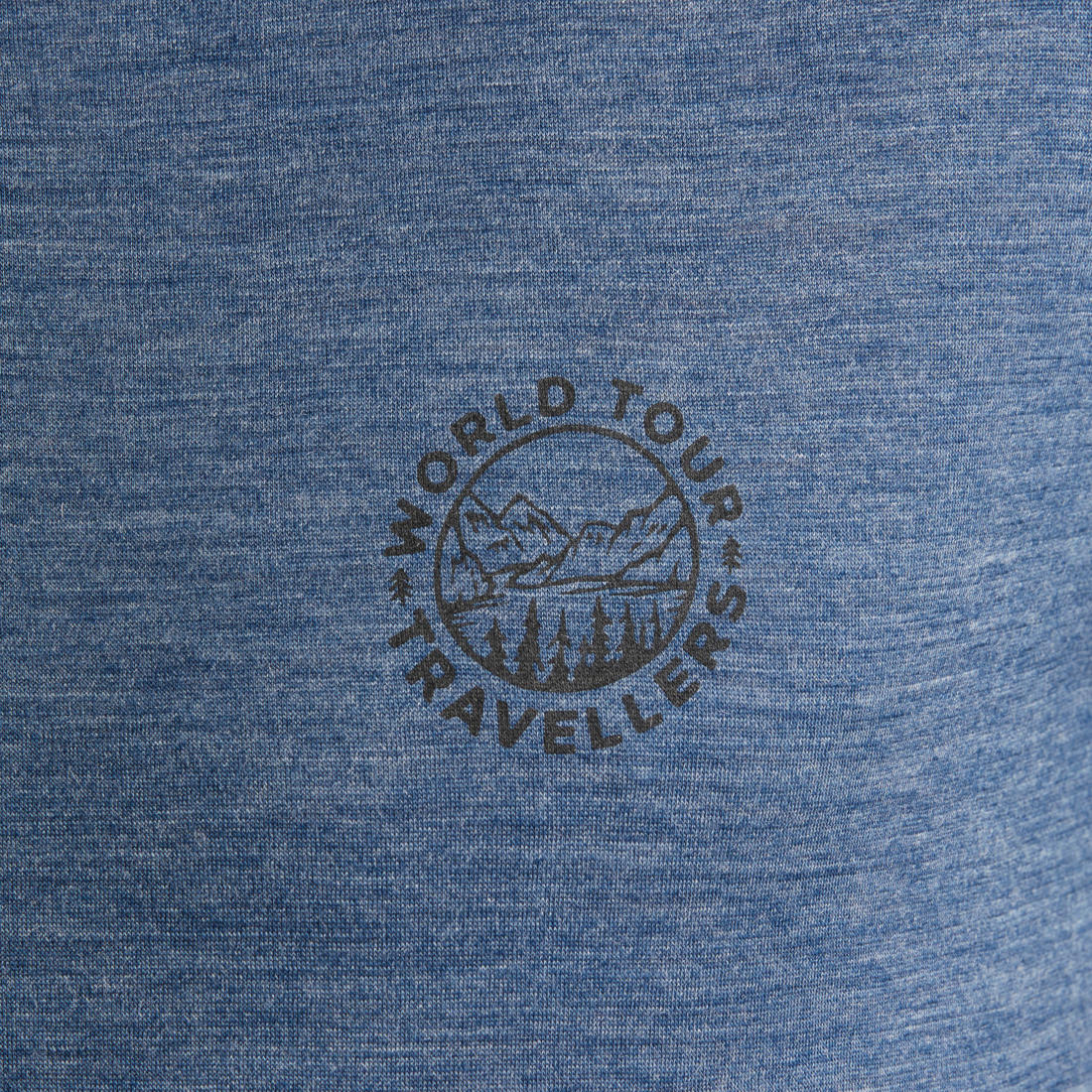 Playera de viaje de trekking de manga corta y lana merino azul para hombre - Image 10