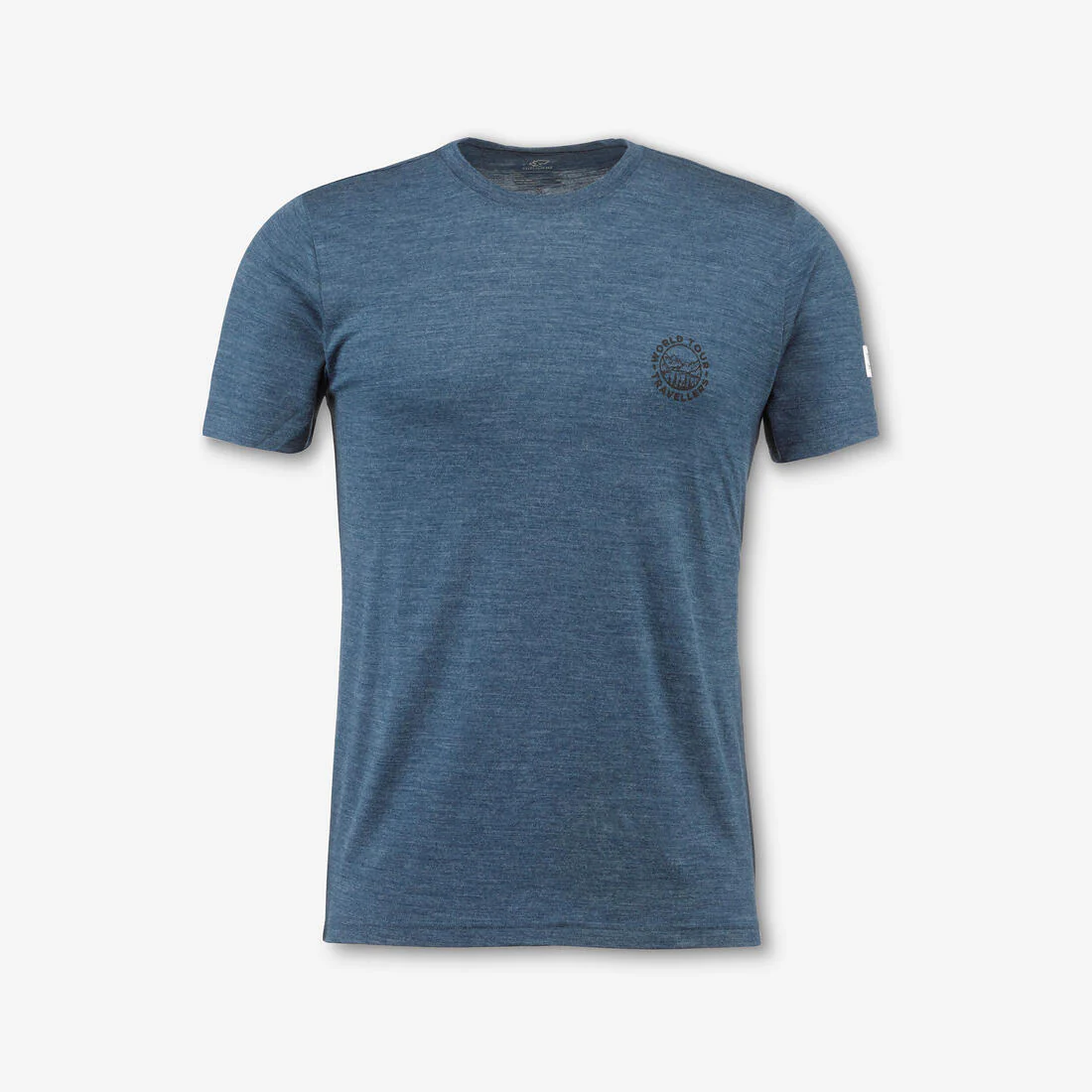 Playera de viaje de trekking de manga corta y lana merino azul para hombre - Image 16