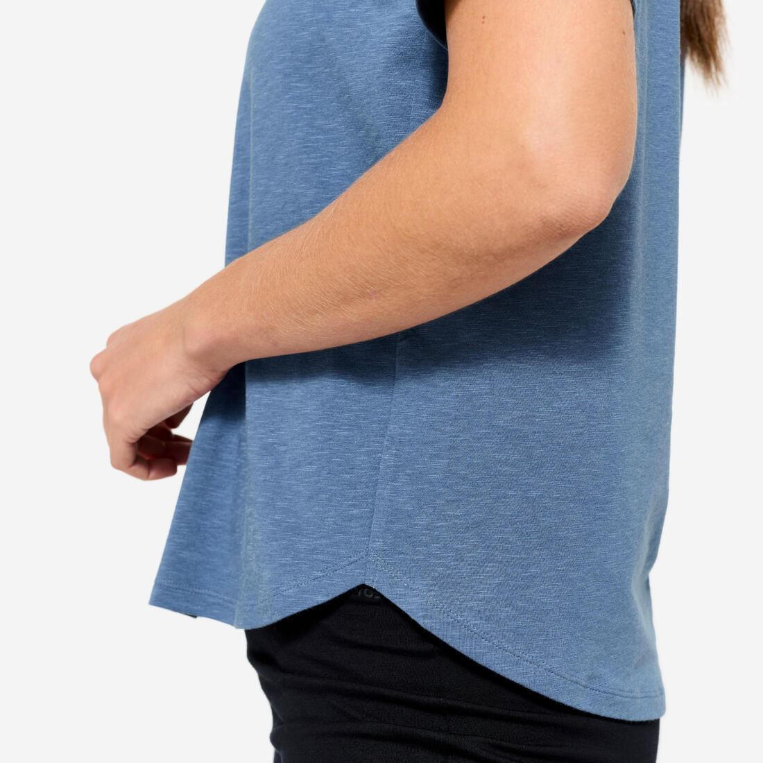 Playera de yoga de manga corta azul para mujer - Image 6