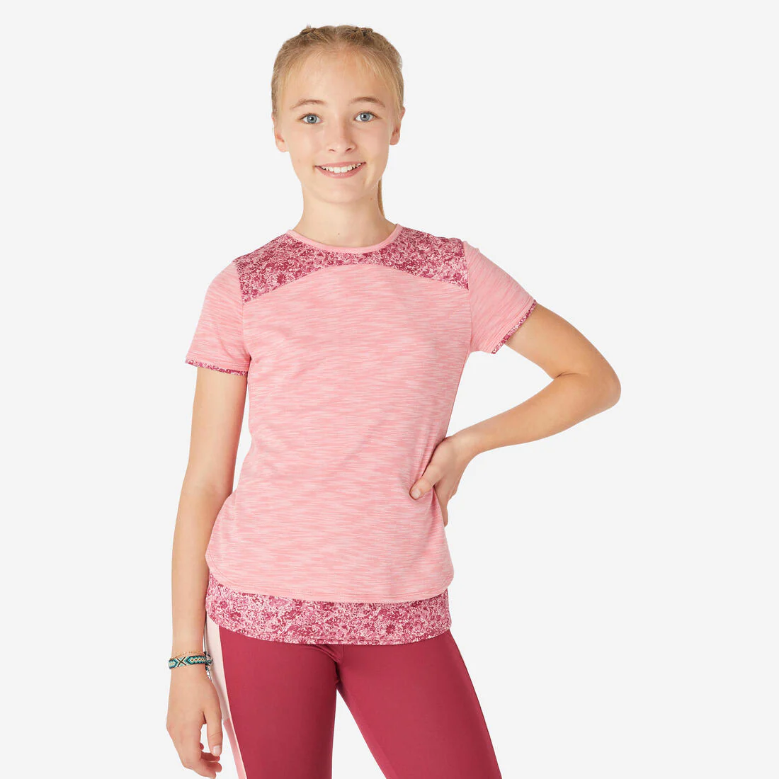 Playera deportiva 2 en 1 rosa con estampado para niños - Image 9