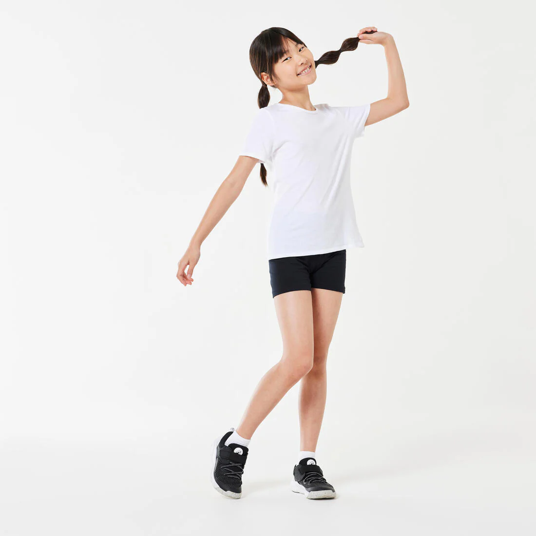 Playera deportiva básica 100 % algodón blanca para niños - Image 2