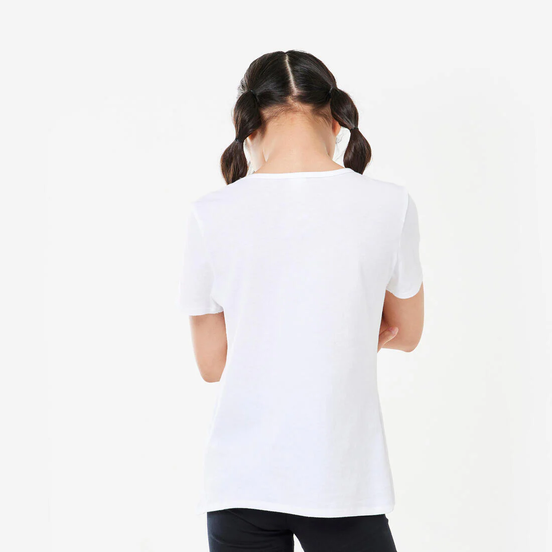 Playera deportiva básica 100 % algodón blanca para niños - Image 4