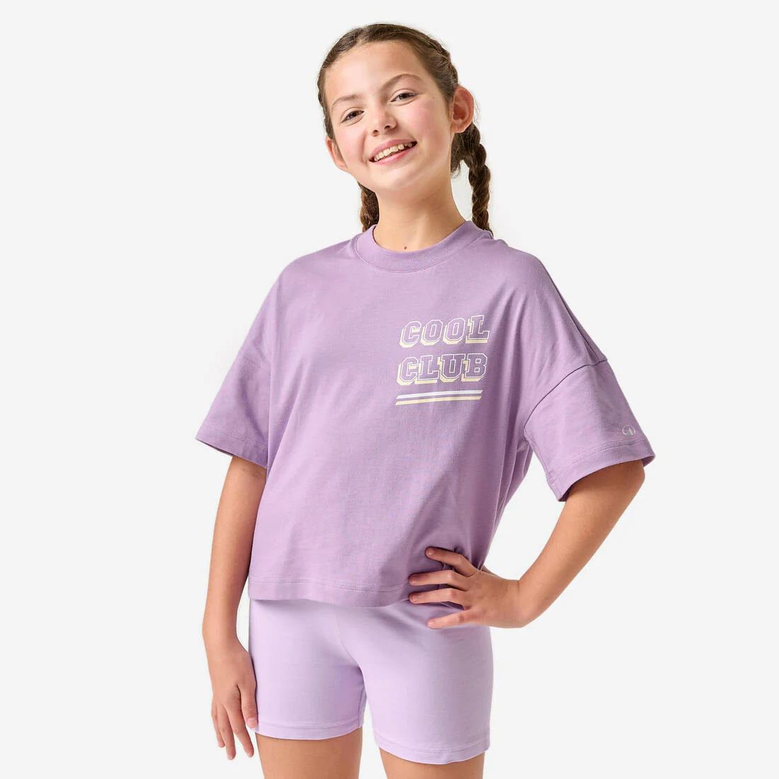 Playera deportiva oversize violeta claro para niños