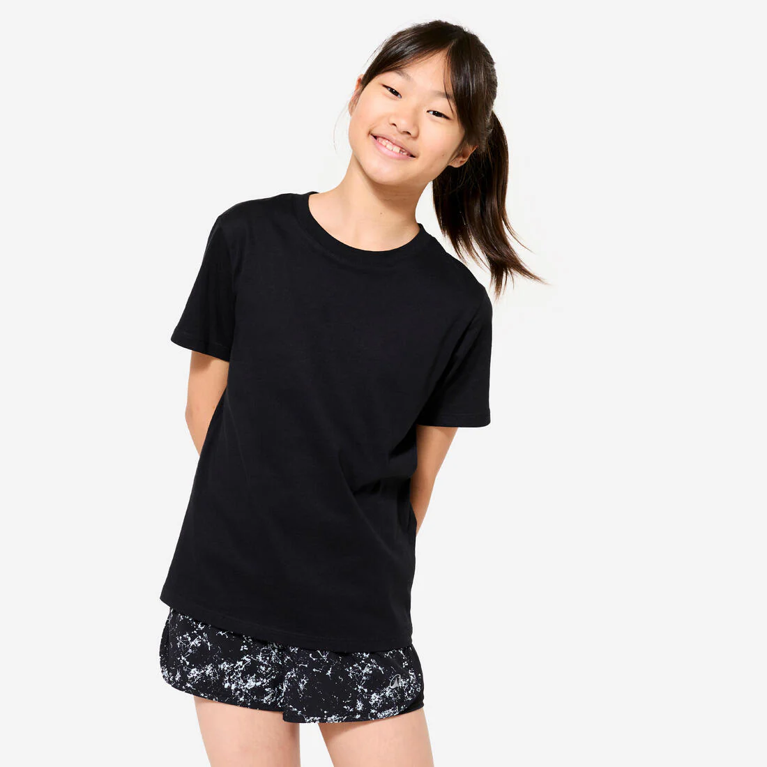Playera deportiva transpirable negra para niños S500
