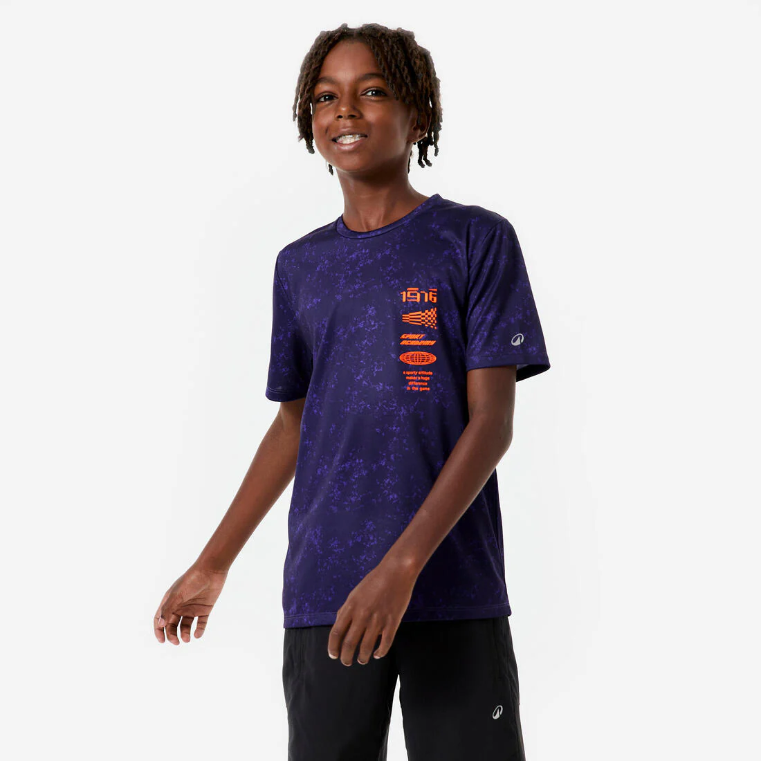 Playera deportiva transpirable violeta oscuro para niños