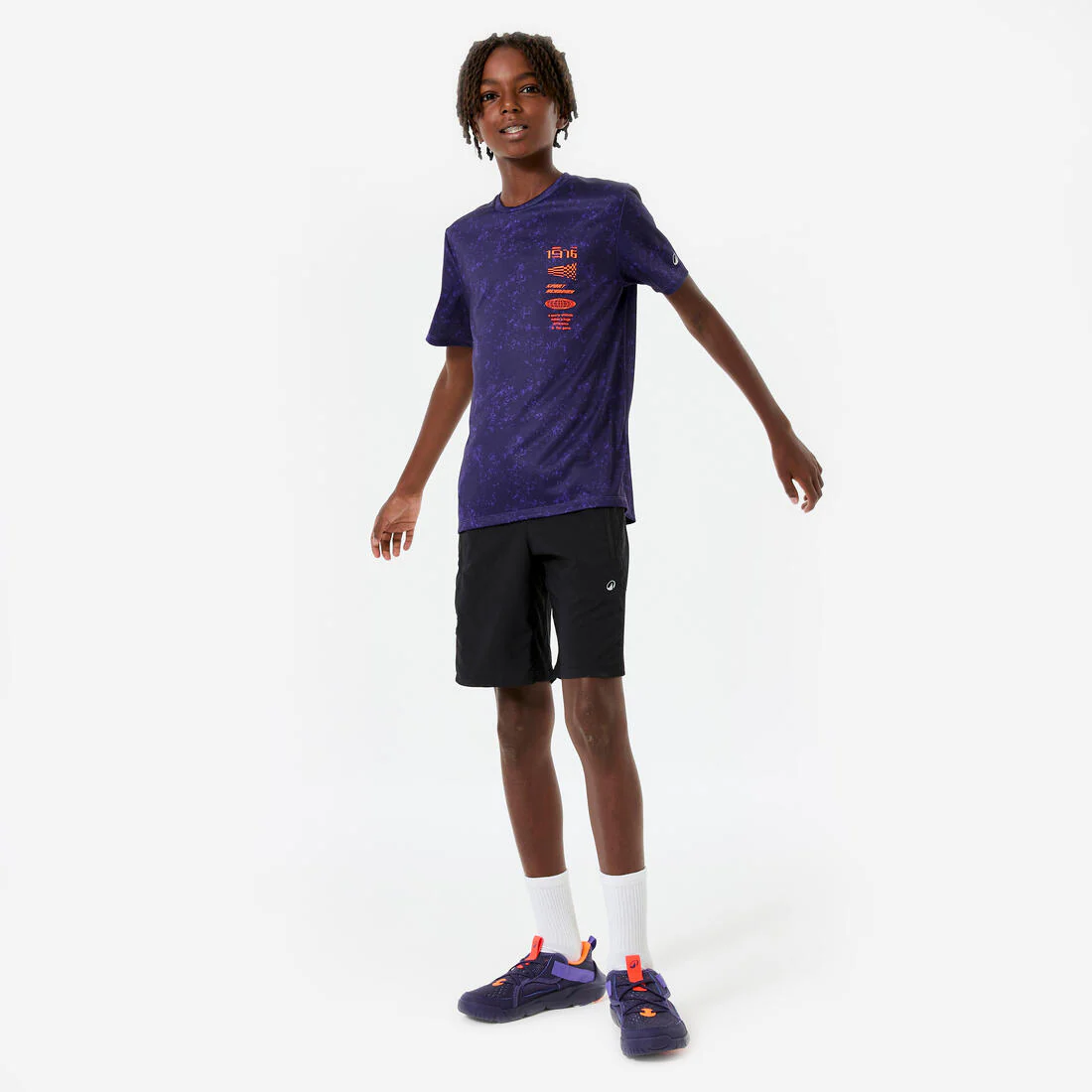Playera deportiva transpirable violeta oscuro para niños - Image 2