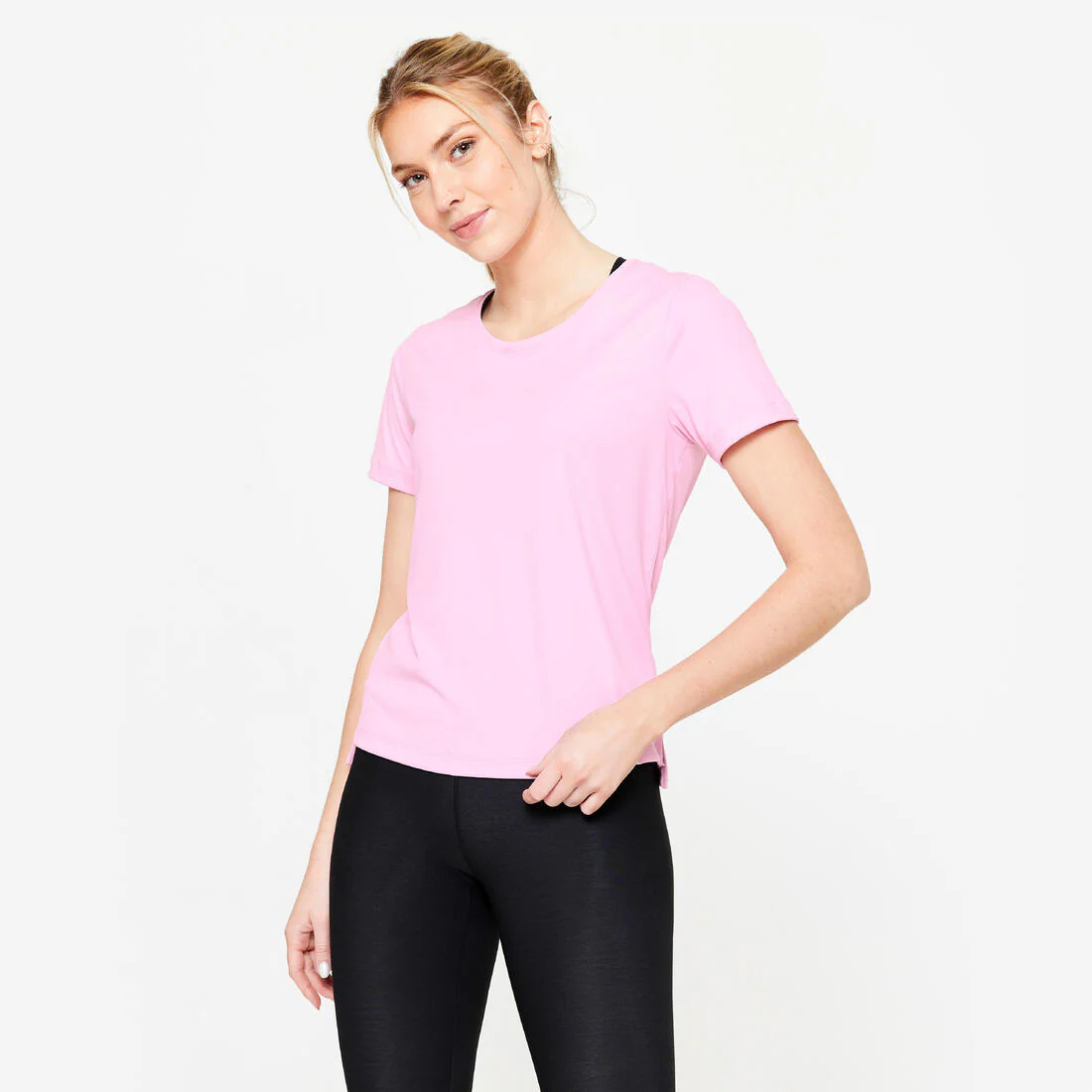 Playera Fitness Cardio Mujer Rosa Claro Manga Corta - Image 2