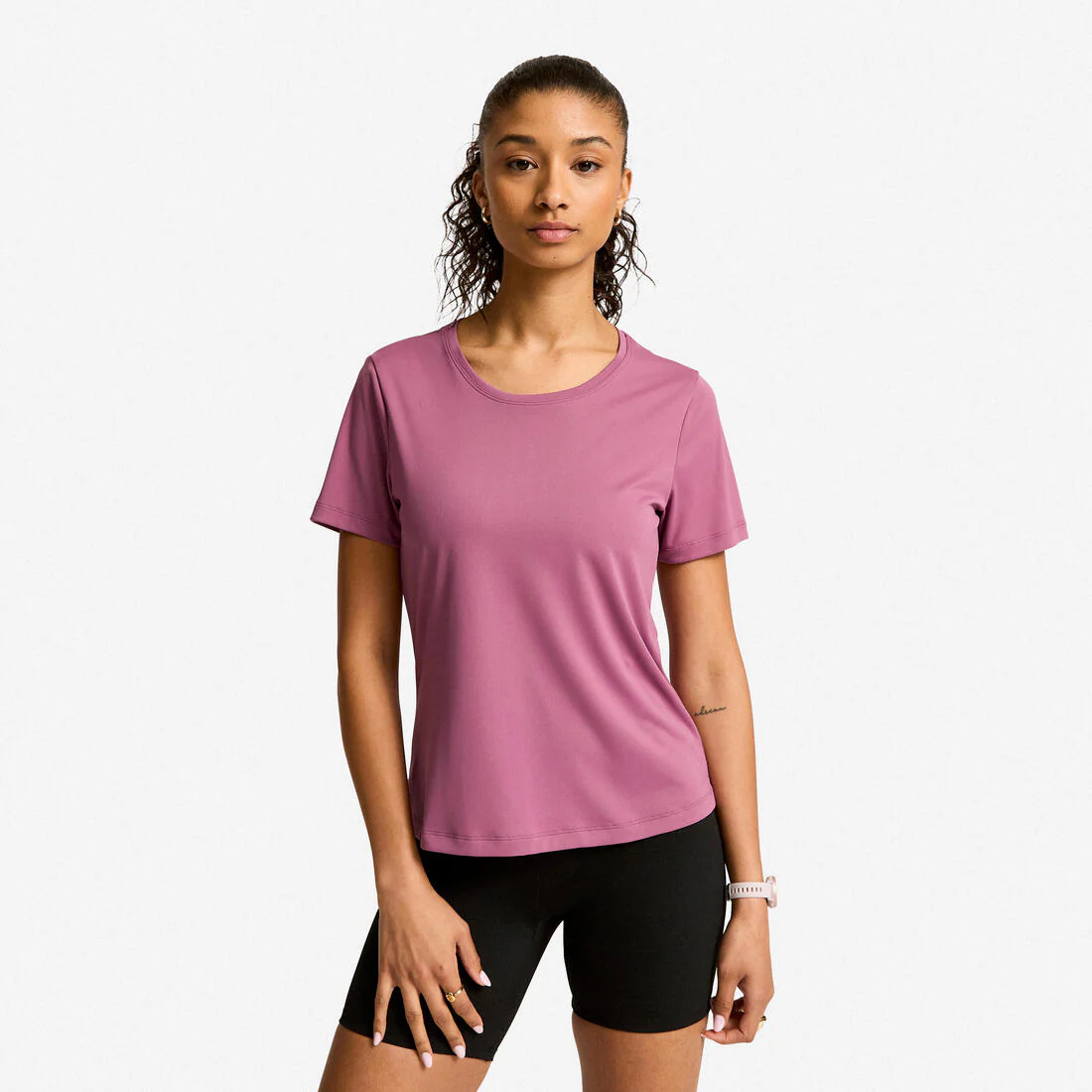 Playera Fitness Cardio Mujer Rosa Claro Manga Corta - Image 4