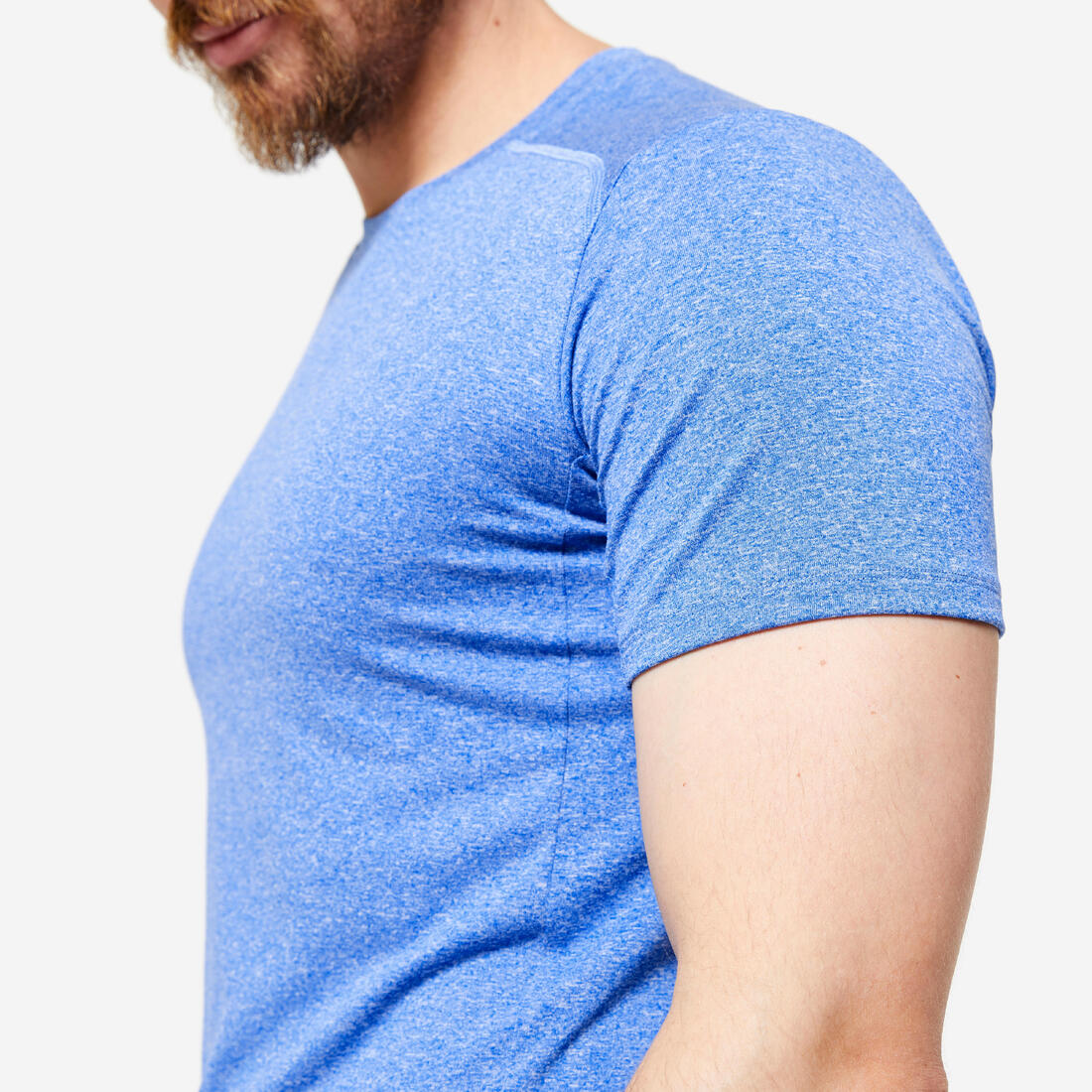 Playera Fitness Essential Hombre Gris Jaspeado Transpirable Cuello Redondo - Image 10