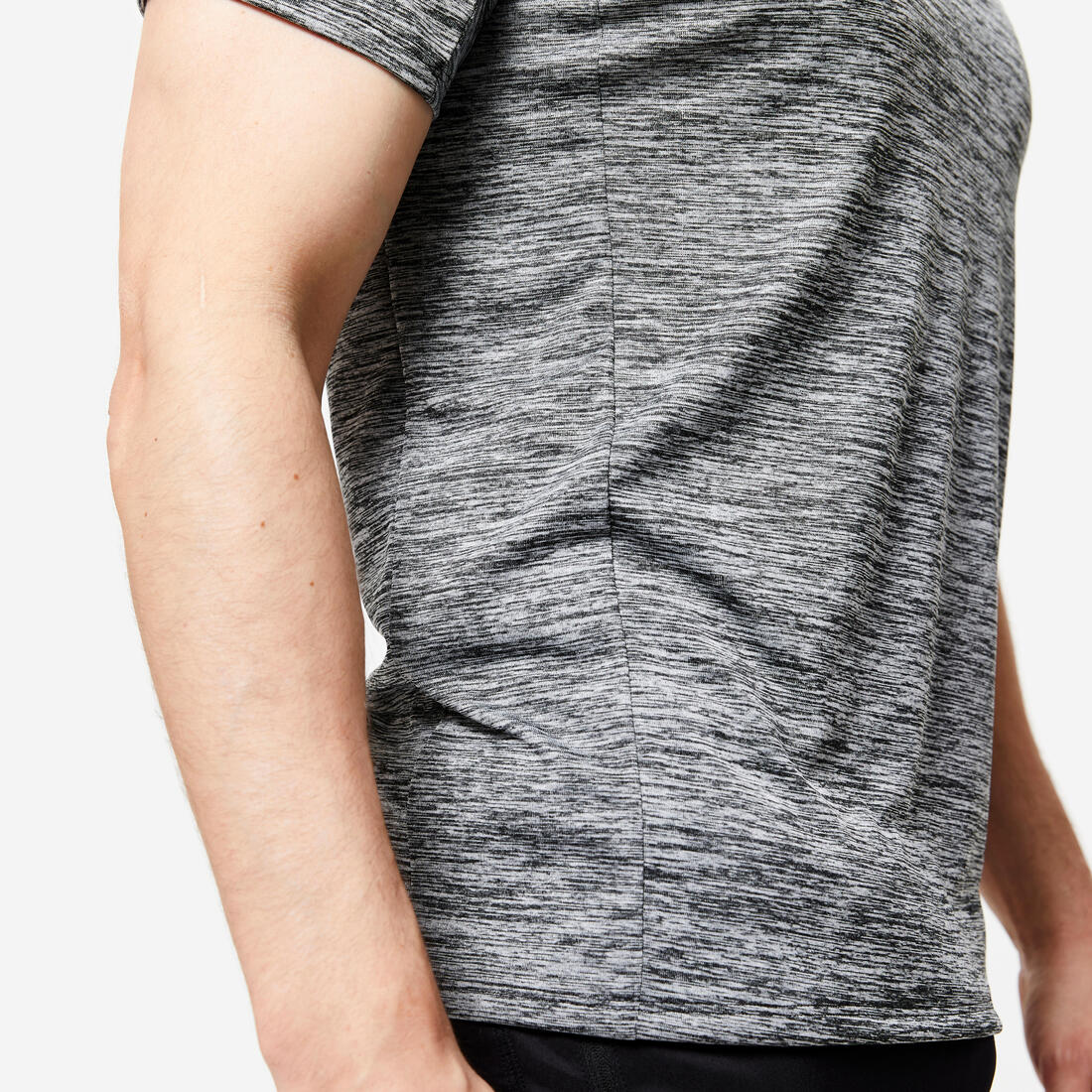Playera Fitness Essential Hombre Gris Jaspeado Transpirable Cuello Redondo - Image 11