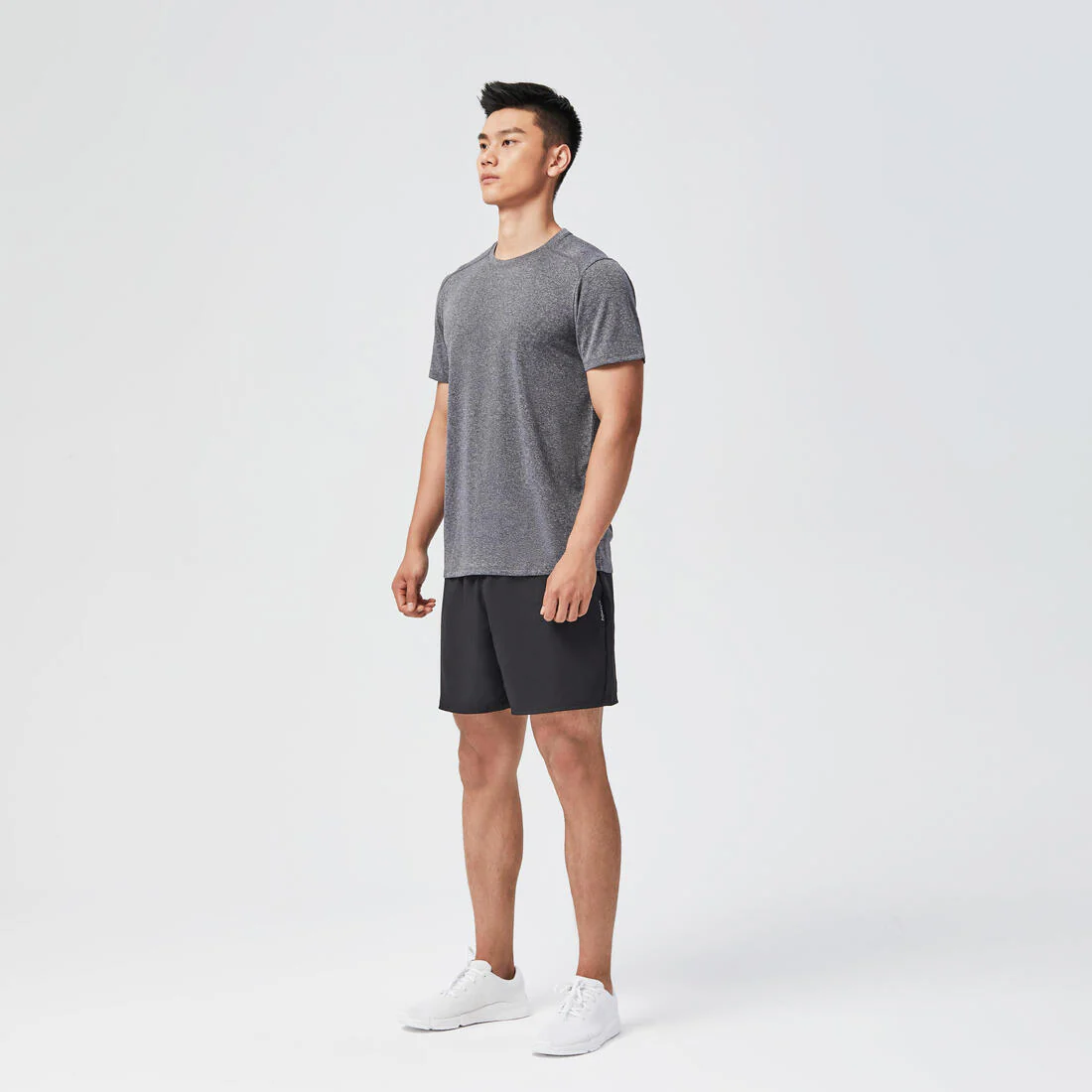 Playera Fitness Essential Hombre Gris Jaspeado Transpirable Cuello Redondo - Image 19