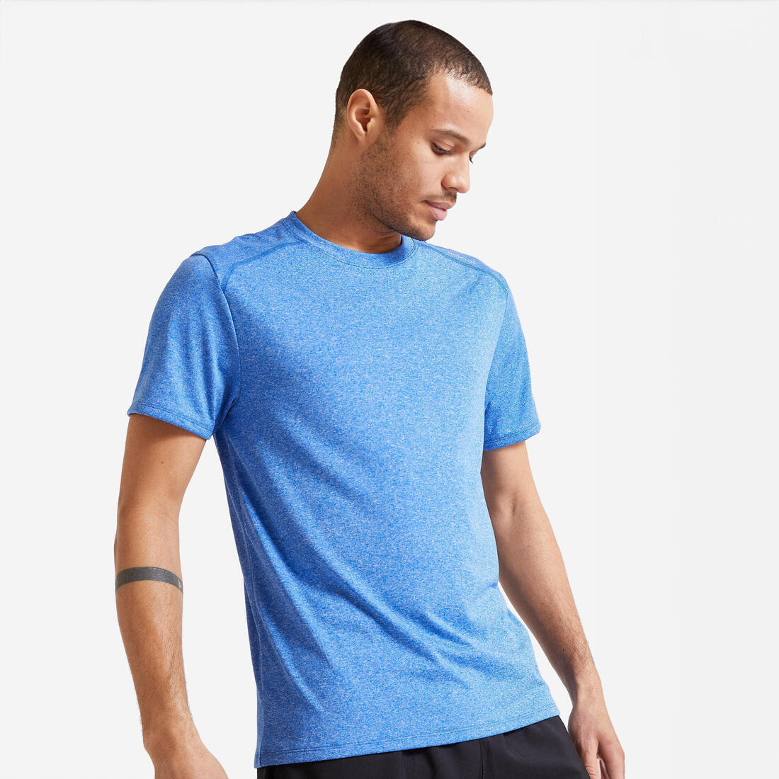 Playera Fitness Essential Hombre Gris Jaspeado Transpirable Cuello Redondo - Image 21