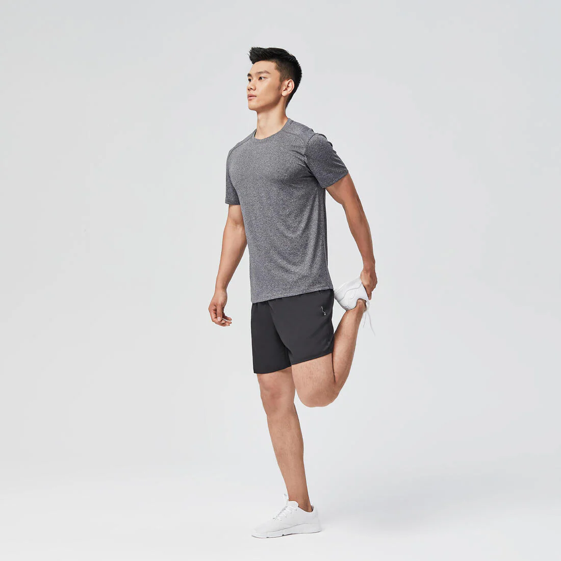 Playera Fitness Essential Hombre Gris Jaspeado Transpirable Cuello Redondo - Image 22