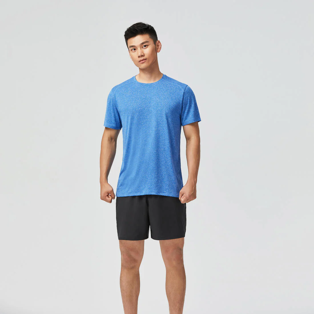 Playera Fitness Essential Hombre Gris Jaspeado Transpirable Cuello Redondo - Image 29