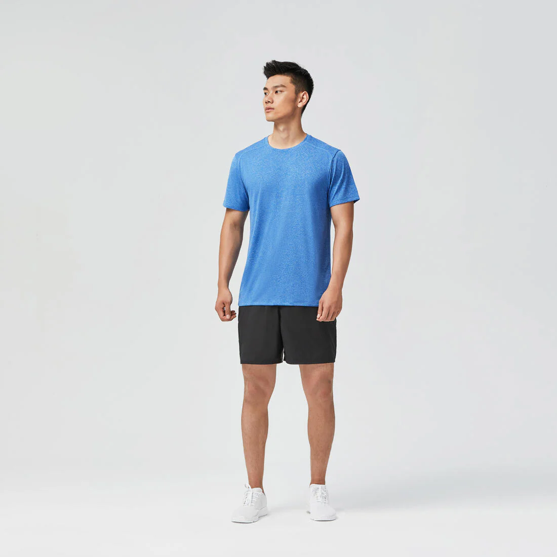 Playera Fitness Essential Hombre Gris Jaspeado Transpirable Cuello Redondo - Image 30